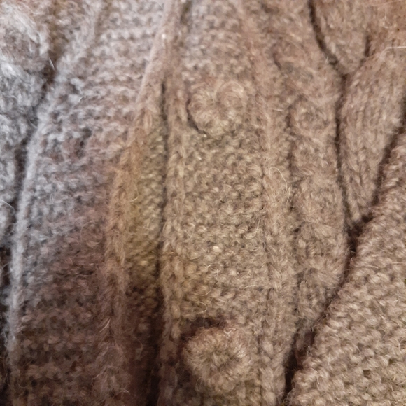 PURE 100% WOOL/KARPAS KNITTED HOODED BUTTON DOWN SWEATER CARDIGAN GRAY WOMEN'S - Picture 10 of 14